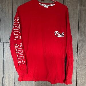 PINK Victoria's Secret Bold Red Long Sleeve Tee